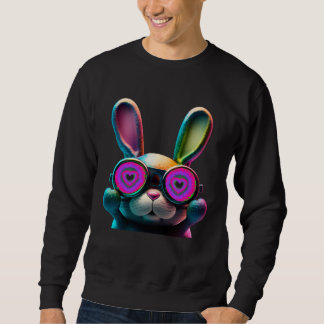 Sweatshirt Bunny face Cool Easter Bunny with Glasses Easter 3