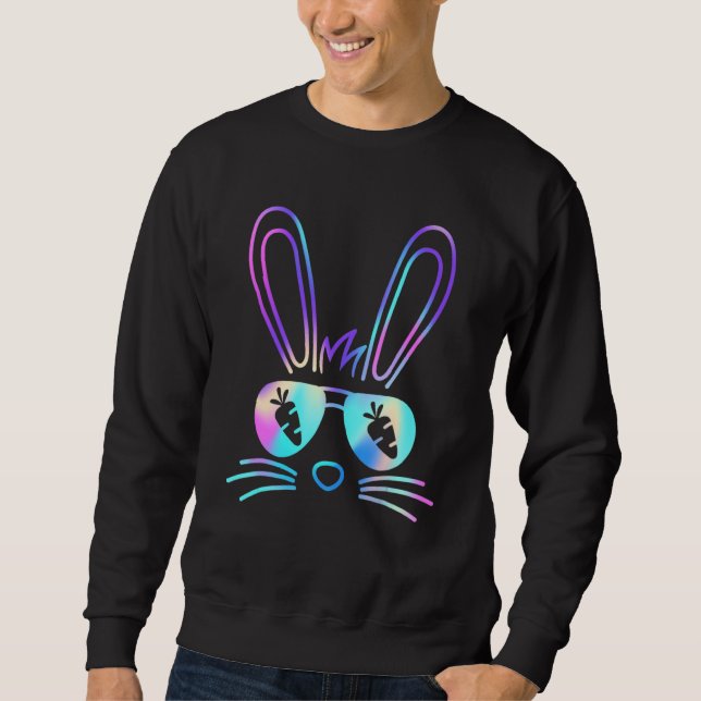 Sweatshirt Bunny Face Lunettes de soleil de Pâques Carotte po (Devant)
