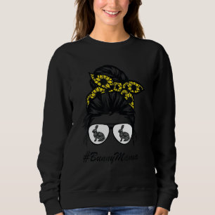 Sweatshirt Bunny Mama Messy Bun Sunflower Rabbit Maman Messy