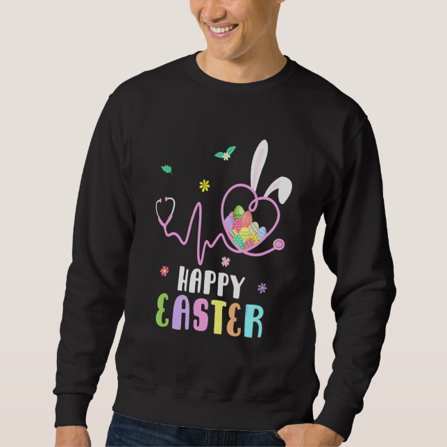 Sweatshirt Bunny Nurse Stethoscope Joyeux Oeufs de Pâques Rab (Devant)
