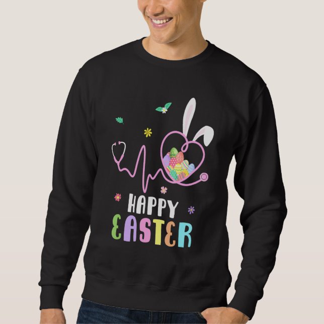 Sweatshirt Bunny Nurse Stethoscope Joyeux Oeufs de Pâques Rab (Devant)