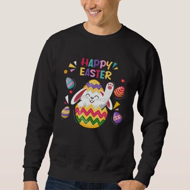 Sweatshirt Bunny Pastel Spring Hunt Eggs Rabbit Happy Easter  (Devant)
