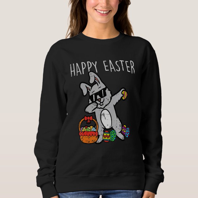 Sweatshirt Bunny Rabbit Happy Easter Dab Dance Cool Kids (Devant)