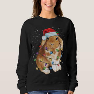 Sweatshirt Bunny Rabbit lumières de Noël Santa Hat Funny Noël