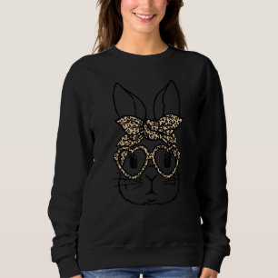 Sweatshirt Bunny Visage Leopard lunettes Headband Girl Happy