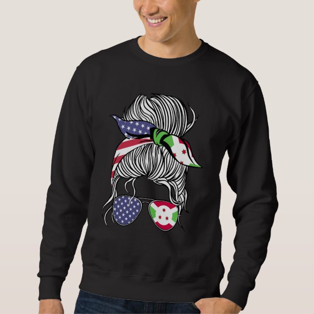 Sweatshirt Burundi American Patriot Grown Proud Women Girl Fl (Devant)
