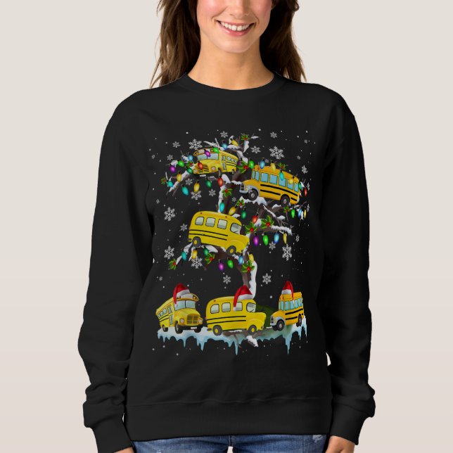 Sweatshirt Bus scolaire à Noël Arbre Père Noël Bus scolaire à (Devant)