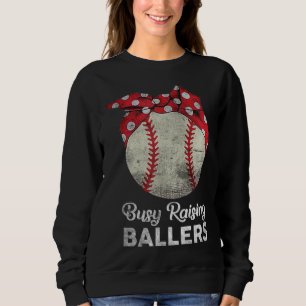 Sweatshirt Busy Raising Ballers Maman Funny Baseball M