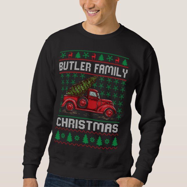 Sweatshirt Butler Famille Vilain Chandail de Noël Rouge Camio (Devant)