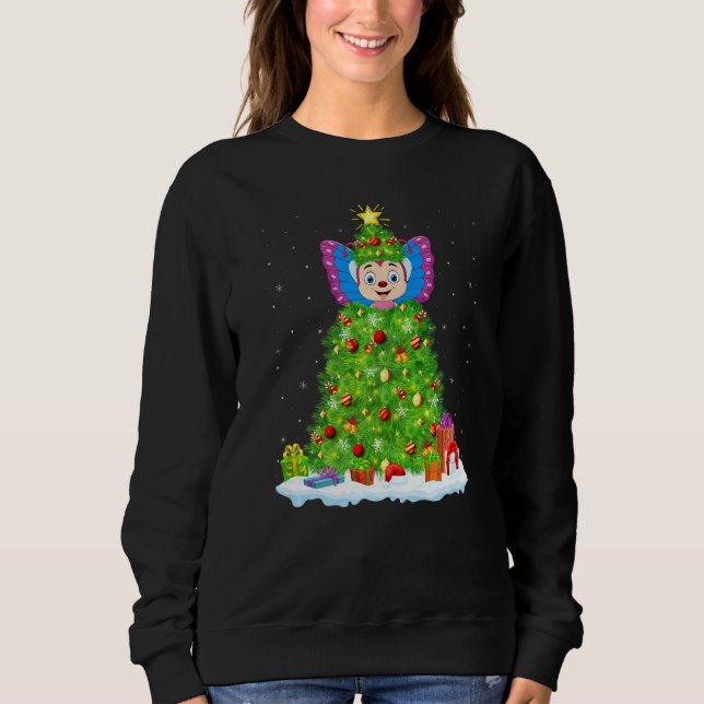 Sweatshirt Butterfly Xmas Éclairage arbre drôle papillon Chri (Devant)