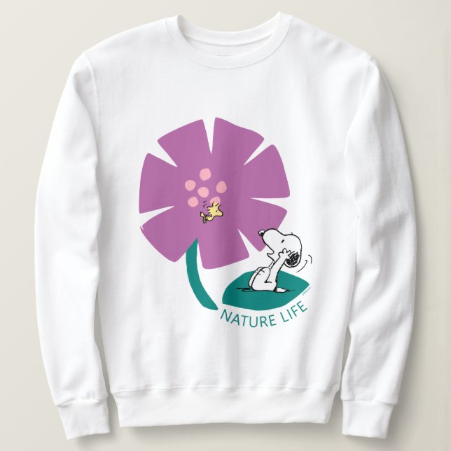 Sweatshirt cacahuètes | Illustration de la nature Fleur pourp (Design devant)
