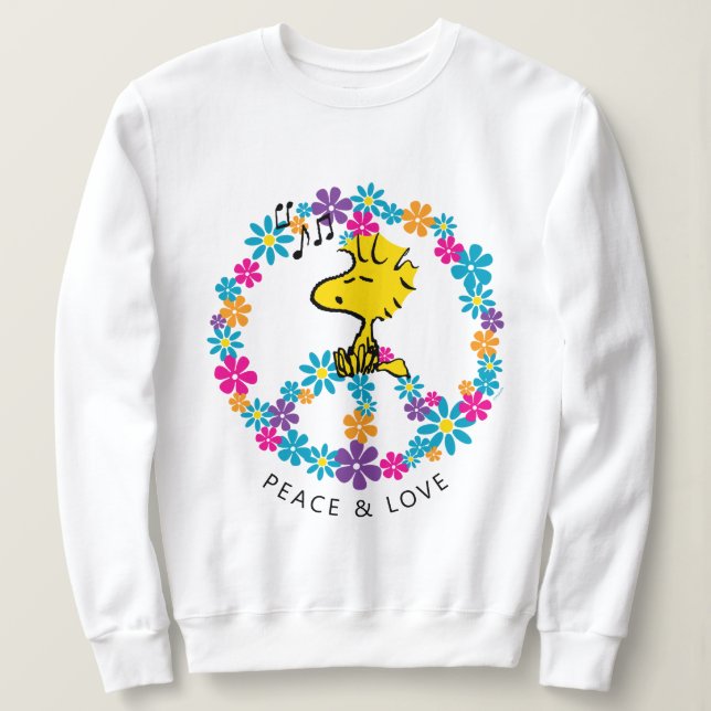 Sweatshirt cacahuètes | Panneau de paix aux fleurs de bois (Design devant)