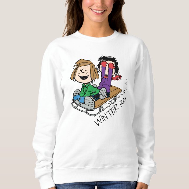 Sweatshirt cacahuètes | Pepperment Patty & Marcie Sled Riding (Devant)