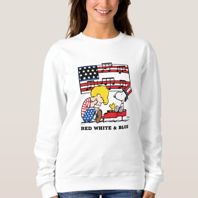 Sweatshirt cacahuètes | Schroeder patriotique, Woodstock & Sn (Devant)