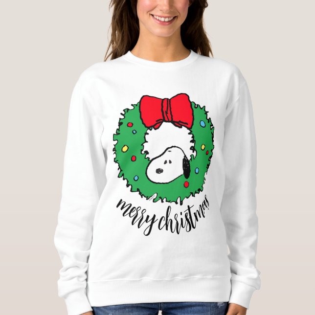 Sweatshirt cacahuètes | Snoopy Christmas Wreath & Bow (Devant)