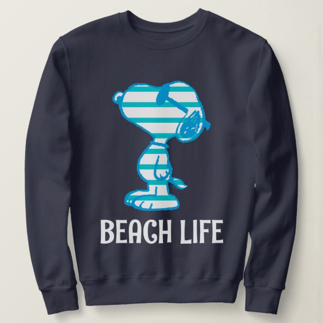 Sweatshirt cacahuètes | Snoopy Cyan Stripes Lunettes de solei (Design devant)