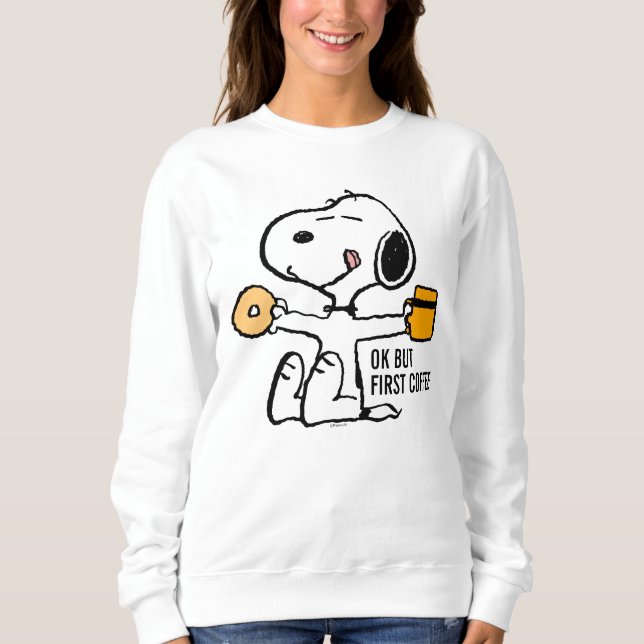 Sweatshirt cacahuètes | Snoopy OK mais premier café (Devant)