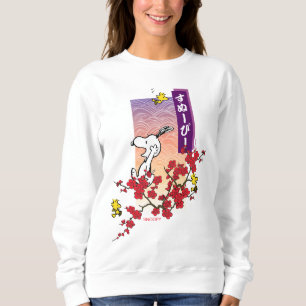 Sweatshirt cacahuètes Snoopy & Woodstock Branche de fleurs