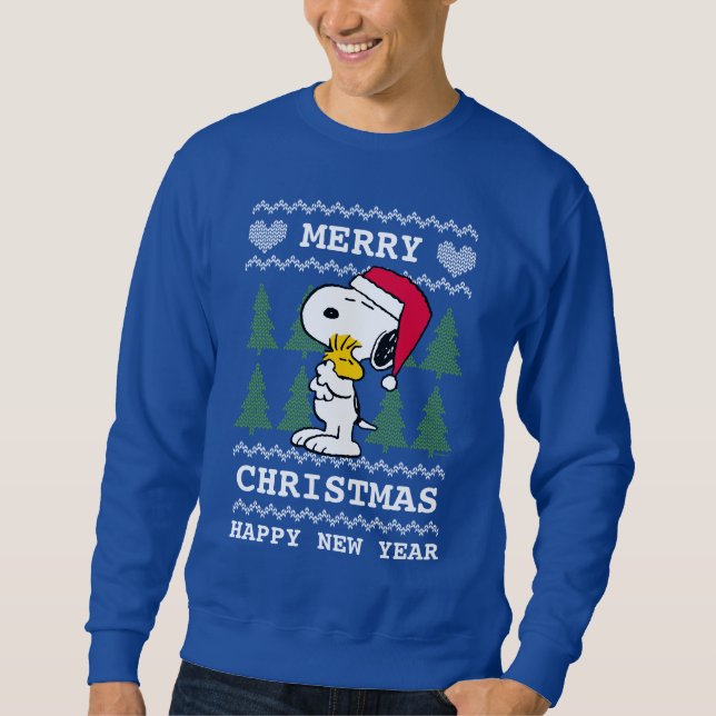 Sweatshirt cacahuètes | Snoopy & Woodstock Santa Claus Hug (Devant)