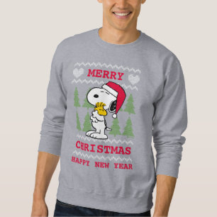Sweatshirt cacahuètes Snoopy & Woodstock Santa Claus Hug