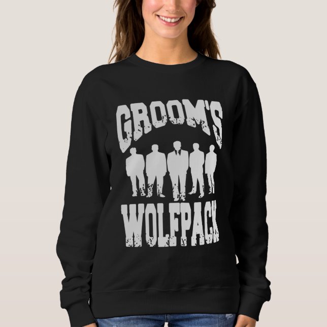 Sweatshirt Cadeau de fête de bachelor rétro Wolfpack du marié (Devant)