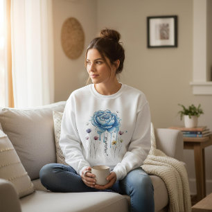 Sweatshirt Cadeau de fête des mères Fleur bleue maman Bohème