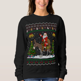 Sweatshirt Cadeau de Noël de l'âne moche Père Noël équitation