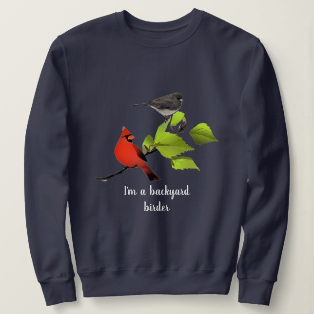 Sweatshirt Cadeau d'oiseau jardin / Oiseau cardinal en bleu (Design devant)