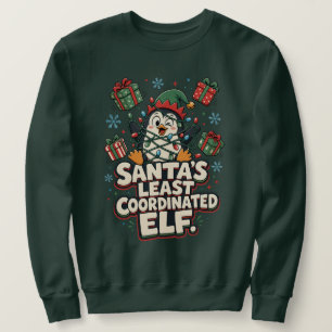 Sweatshirt Cadeau drôle de manchot pour l'elfe le moins coord