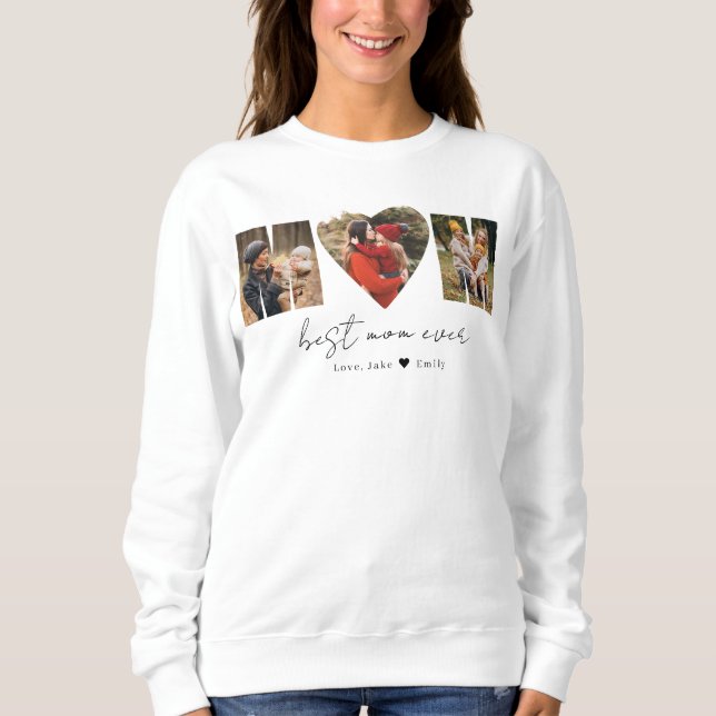 Sweatshirt Cadeau Maman avec 3 photos | Cadeau de la fête des (Devant)
