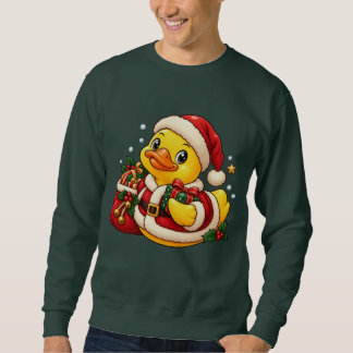 Sweatshirt Cadeaux de Noël de canard en caoutchouc Santa Fête