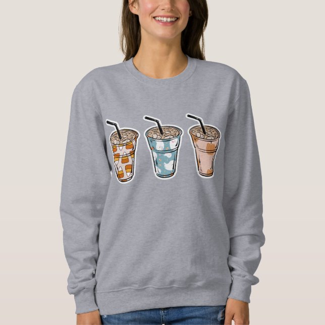 Sweatshirt Café glacé dans Boo Ouline blanche - PNG (Devant)