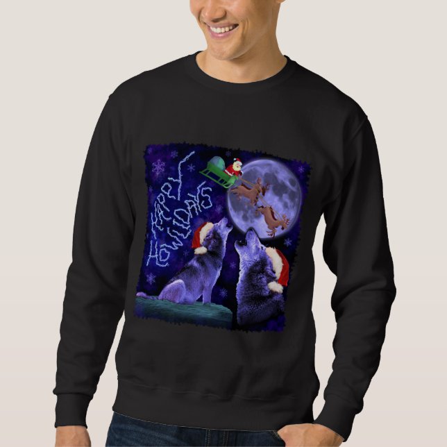 Sweatshirt Calembour drôle de loup de Howlidays de chandail (Devant)