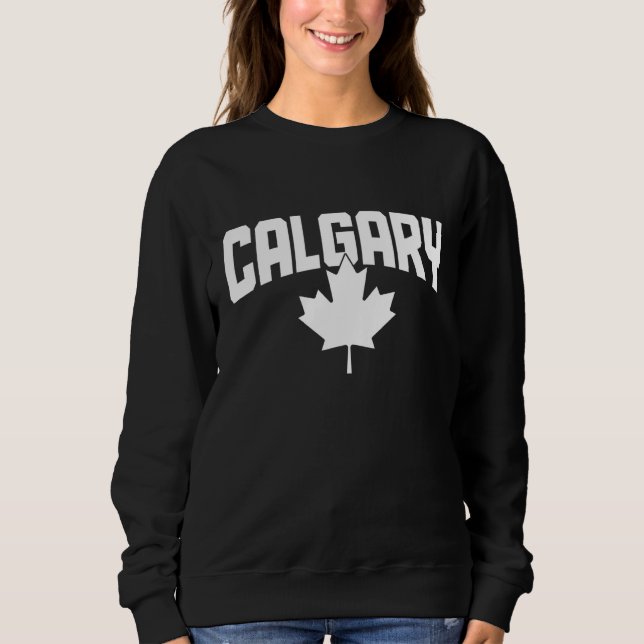 Sweatshirt Calgary Alberta Canada Maple Leaf Red Canadian Fla (Devant)