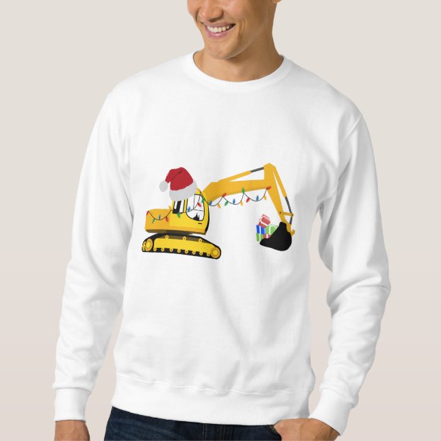 Sweatshirt Camion de construction de l'excavatrice de Noël (Devant)