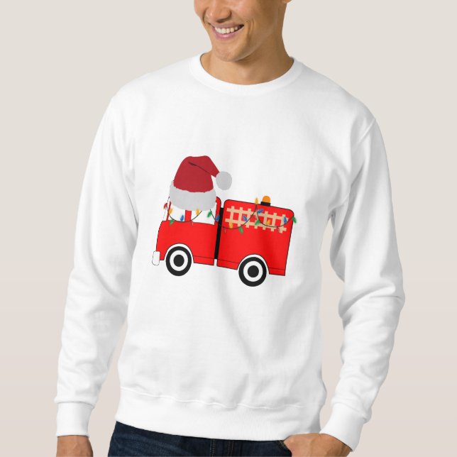 Sweatshirt Camion de feu rouge de Noël (Devant)
