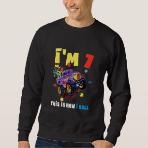Sweatshirt Camion Monster droit Âge 7 ans Puzzle Autisme Aw