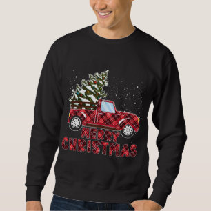 Sweatshirt Camion Rouge Buffle de Noël Plaid avec Christ