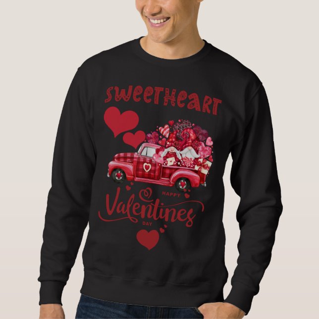 Sweatshirt Camion Rouge Heureuse Sainte-Valentin Avec Lettres (Devant)
