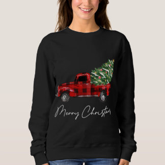 Sweatshirt Camion Rouge Plaid Noël Joyeux Noël Noël Joyeux No