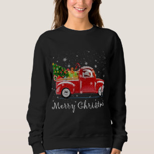 Sweatshirt Camion Rouge vintage Avec Joyeux Arbre De Noël