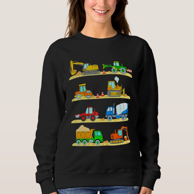 Sweatshirt Camions Excavateur Ciment Camion Bulldozer Constru (Devant)