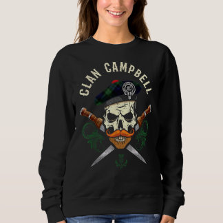 Sweatshirt Campbell Nom de famille Clan écossais Crâne Tam Di