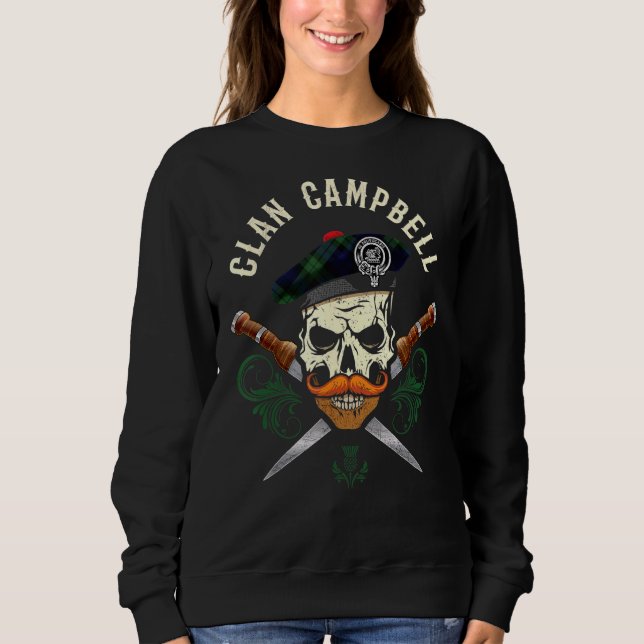 Sweatshirt Campbell Nom de famille Clan écossais Crâne Tam Di (Devant)