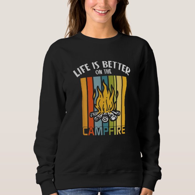 Sweatshirt Camping Campfire Men Women Camping Trailer Camper (Devant)