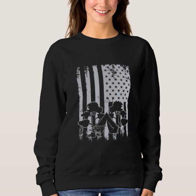 Sweatshirt Camping Drapeau Américain Patriotique Camper Feu d (Devant)
