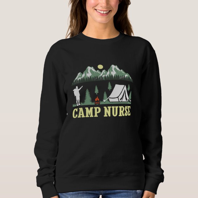 Sweatshirt Camping Infirmière de camp Été drôle design pour (Devant)