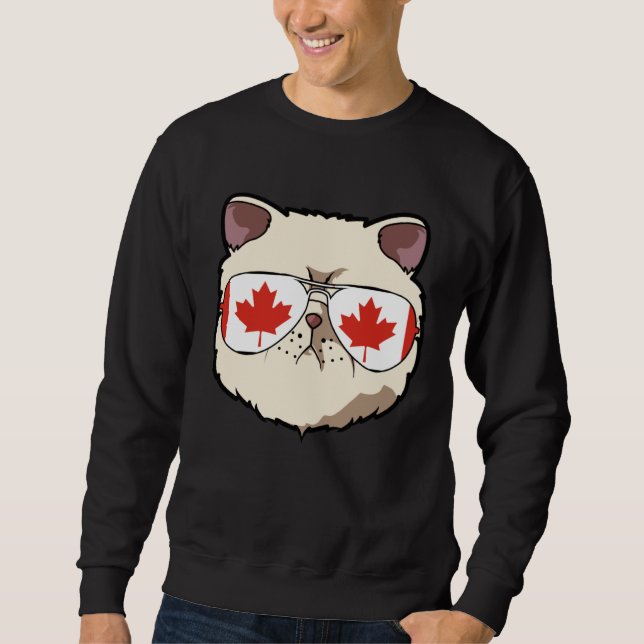 Sweatshirt Canada Flag Canadian Exotic Shorthaire Cat Sunglas (Devant)