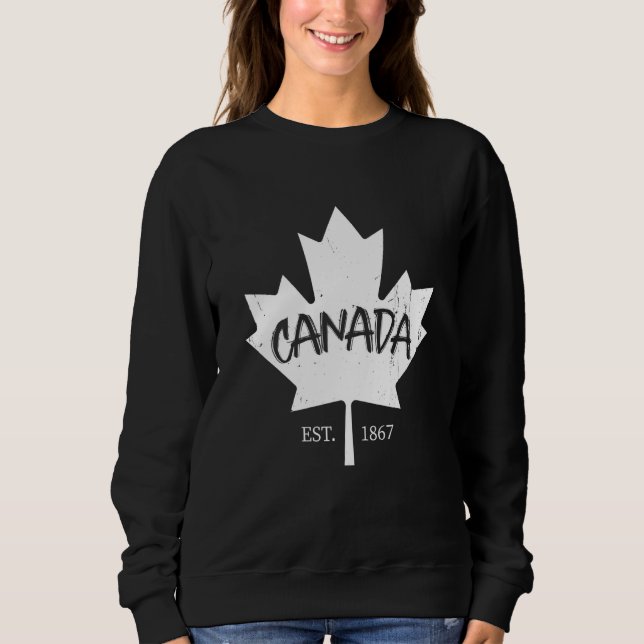 Sweatshirt Canada Flag Maple Leaf Canadian Patriot Ice Hockey (Devant)