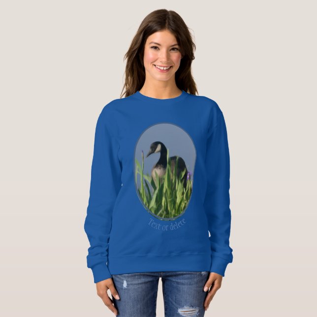 Sweatshirt Canada Oie Irises Nature Peinture Personnalisée (Devant entier)
